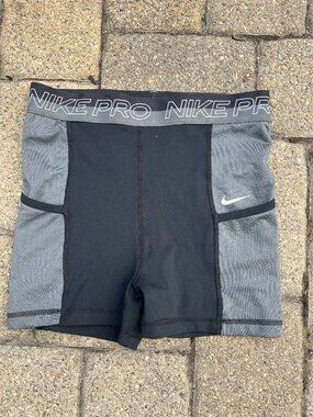 Nike Pro Black Gray Colorblock Compression Shorts Size S